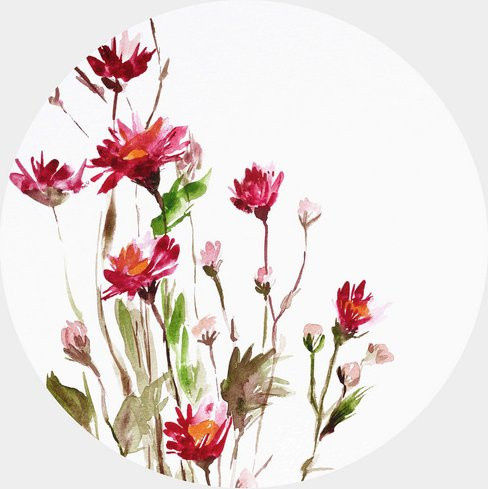 K&L Wall Art Vliestapete Runde Vliestapete mit floralem Wildblumen-Motiv, mehrfarbig, matt - Bild 1