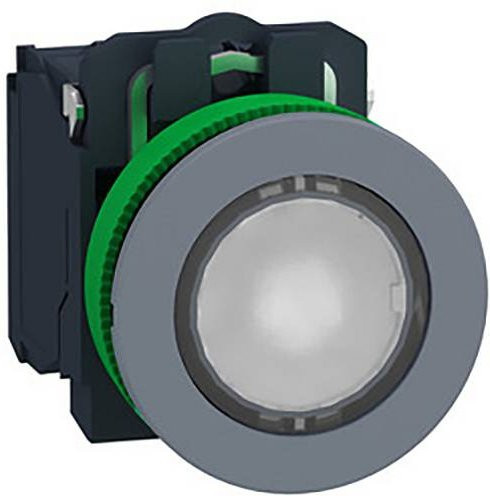 Schneider Electric XB5FW31M5C0 Leuchtdrucktaster aus Kunststoff, tastend, Weiß und Grau, 230V, 1S+1Ö - Bild 1