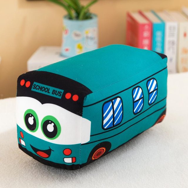 Pangcangshu Cute School Bus Plüschtier Kissen, Schwarz, ab 14 Jahren - Bild 1