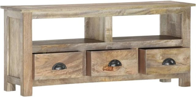 vidaXL TV-Schrank aus Massivholz Mango im Retro-Design, Farbe: Braun/Grau, B/T/H: 110 x 30 x 50 cm - Bild 1