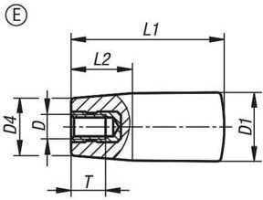 KIPP Konusgriff feststehend Gr. 2 Form E aus Duroplast in Schwarz Hochglanz mit M08 Gewinde und D1=23 mm - Bild 1