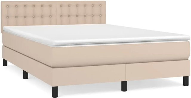 vidaXL Boxspringbett Hybrid mit Taschenfederkern in Cappuccino-Braun, B/T: 140 x 190 cm - Bild 1