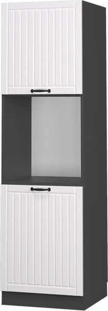Vicco Herdumbauschrank Fame-Line in Landhausoptik, Weiß/Anthrazit, Breite: 60 cm, Höhe: 206 cm, Tiefe: 59 cm - Bild 1