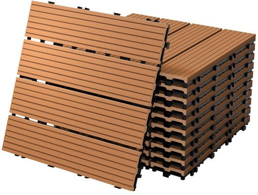ECD Germany WPC Terrassenfliesen in Hellbraun mit Holzoptik, 44er Set, B/T: 30 x 30 cm - Bild 1