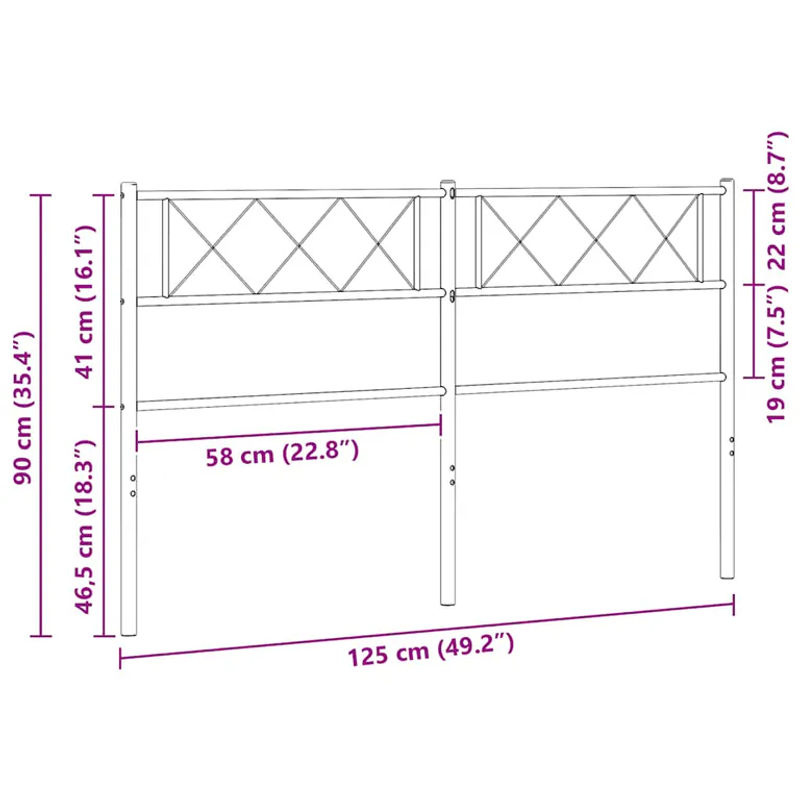 Vidaxl Metall-Kopfteil im Industrial-Design, Schwarz, Breite: 120 cm - Bild 2