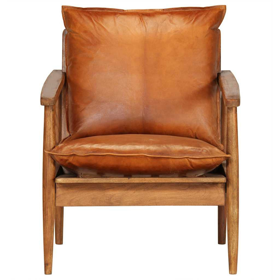 vidaXL Sessel Braun aus Ziegenleder und Akazienholz im Retro-Design - Bild 5