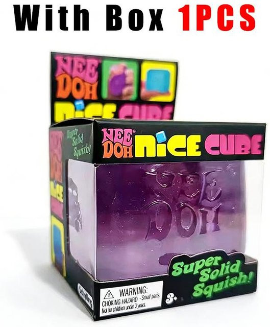 NeeDOH Nice Cube Super Squeeze, Sensorisches Fidget Spielzeug, Transluzent Rot - Bild 1