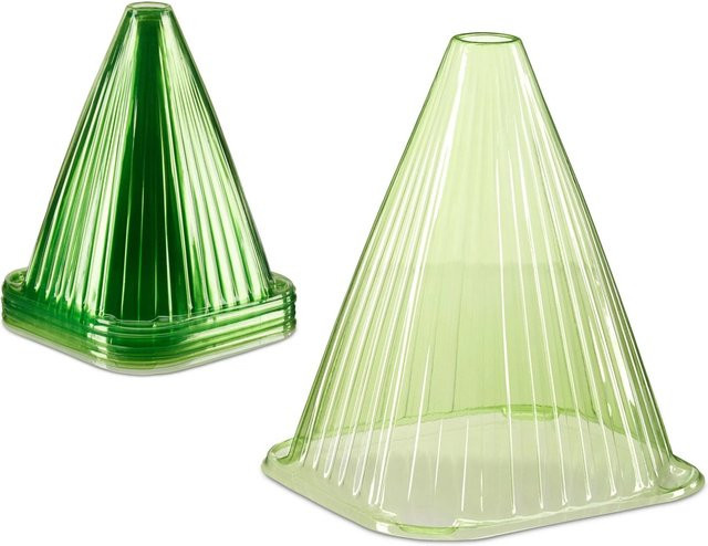 Relaxdays Pflanzenhut 24er Set aus transparentem grünem PVC als Pflanzenschutz, stapelbar, B/T/H: 22 x 19,5 x 18,5 cm - Bild 1