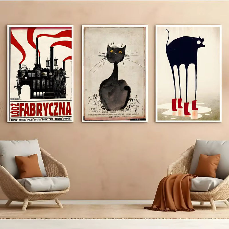 Ryszard Kaja Polnisches Poster als Wandkunst aus PVC in Mehrfarbig und Schwarz, Vintage Tier-Motiv, Rahmenlos, Hochformat - Bild 2
