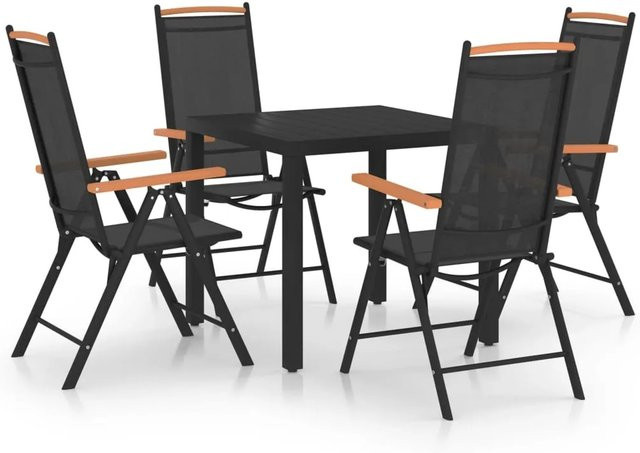 vidaXL 5-tlg Garten-Essgruppe aus Aluminium und WPC in Schwarz - Bild 1