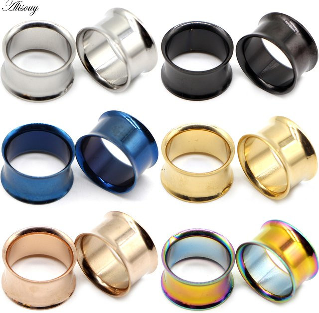 Alisouy Ohrringe Plugs, Edelstahl, Silber, Unisex, 3-25mm - Bild 1