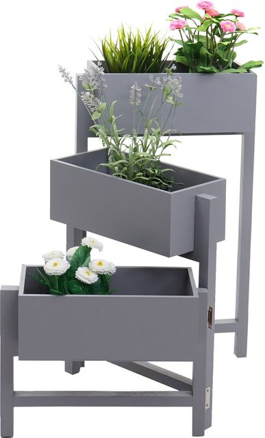 MCW Pflanzregal aus Holz im Vintage Shabby-Look, Farbe grau-blau, B/T/H: 108 x 65 x 15 cm - Bild 1