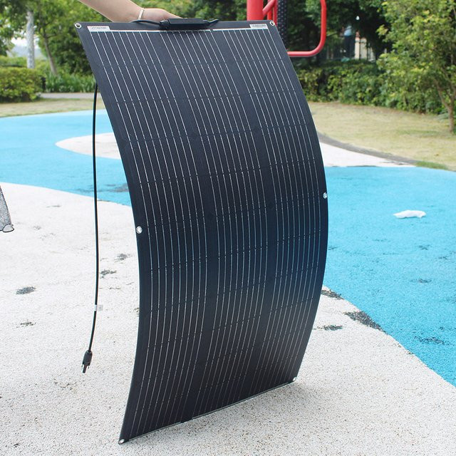 dgsunlight ETFE-Solarpanel mit monokristallinen Solarzellen, 18 V, flexibel und wasserdicht, Farbe: Schwarz - Bild 1