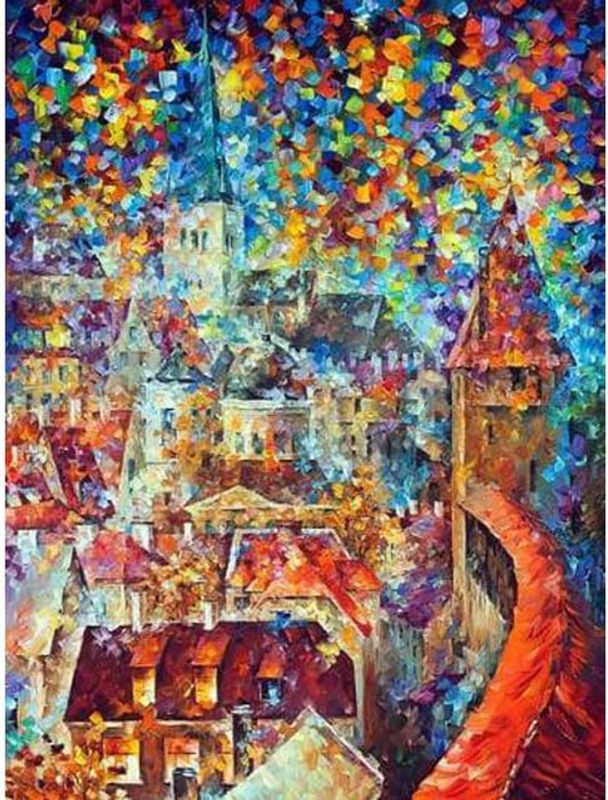 FIYO Diamantstickerei DIY Set Magisches Schloss Wandkunst Dekoration, mehrfarbig, B/H: 30 x 20 cm - Bild 1