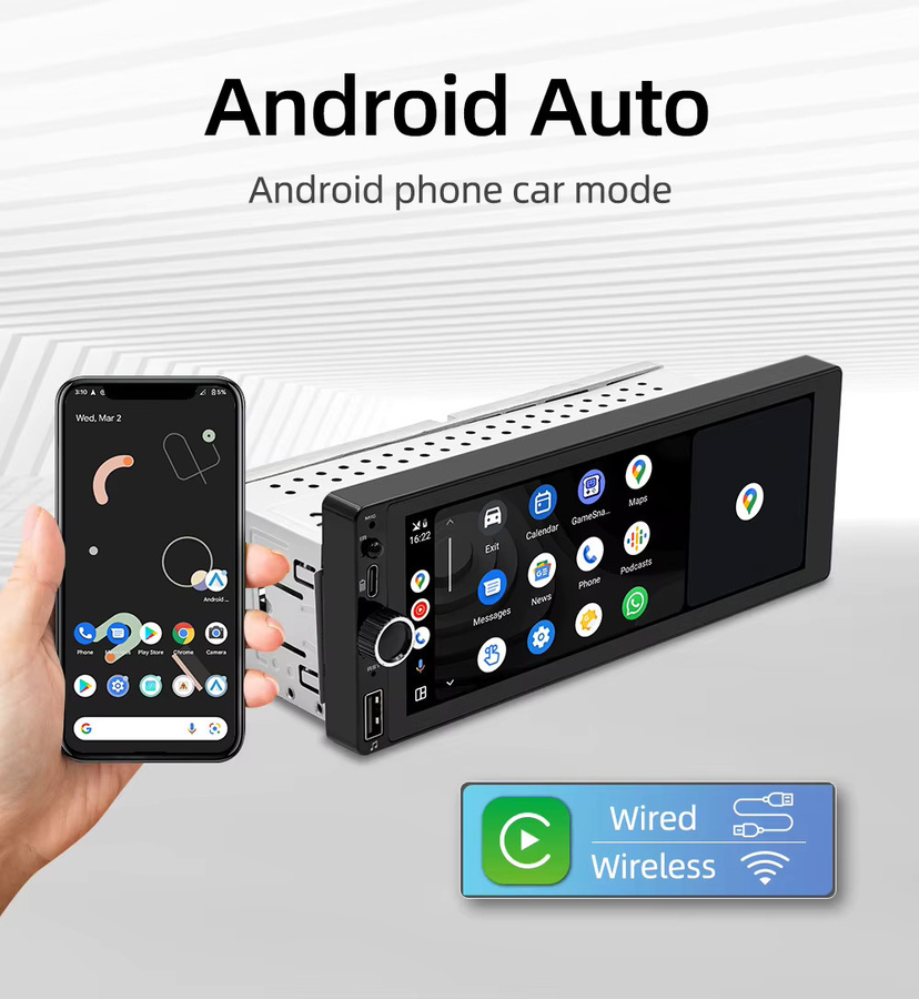 BQCC 6,86 Zoll IPS Wireless CarPlay und Android Auto Multimedia Auto MP5 Player mit RDS Radio in Schwarz - Bild 3