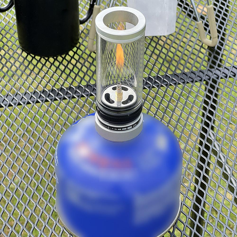 TOMTOP JMS Tragbare Gaslampe aus Metall und Glas in Silber für Outdoor, Angeln, Picknick und Zelt - Bild 4