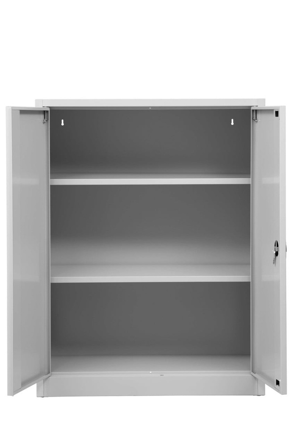 Beistellschrank Basic von BIGBOXX aus Metall in Grau mit Scharniertüren und Regalböden - Bild 1