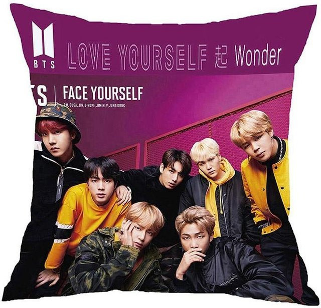 Bangtan Boys BTS Face Yourself Kissenbezug in Purple und Multicolour, Material: Pfirsichhaut, Breite: 45 cm, Höhe: 45 cm - Bild 1