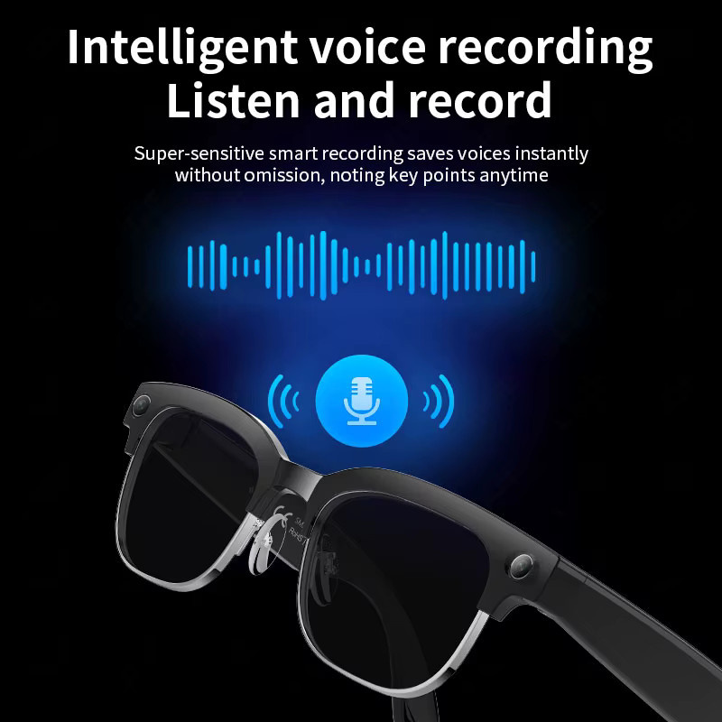 LIGE Smart Sonnenbrille für Männer mit 4K HD Kamera, AI Übersetzer, Bluetooth für Anrufe und Musik, wasserdicht, Schwarz - Bild 5