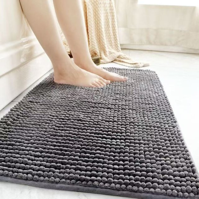 Saugfähige und rutschfeste Chenille Bodenmatte für Badezimmer und Schlafzimmer, B/B: 80 x 120 cm - Bild 1