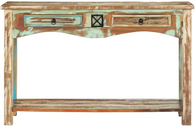 vidaXL Konsolentisch aus Massivholz im Retro-Design, Farbe Braun/Mehrfarbig, B/T/H: 120 x 40 x 75 cm - Bild 1