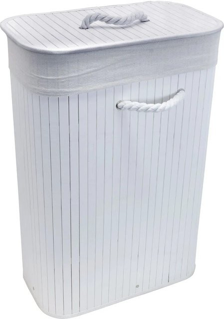 Euroshowers Wäschetruhe aus Bambus mit Deckel, faltbar, Weiß, 75 l - Bild 1