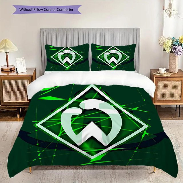 Manus Home SV Werder Bremen Bettwäsche Set mit Bettbezug und 2 Kissenbezügen, Weiß/Grün, Breite: 135 cm, Länge: 200 cm - Bild 1