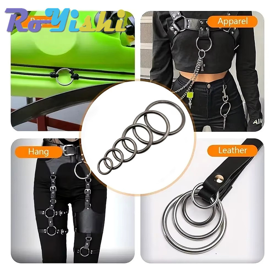 10 Stück RoYishi Metall O-Ring Schnallen in Schwarz für Hundehalsbänder, Gurtbänder und Taschen als Hardware Zubehör - Bild 5