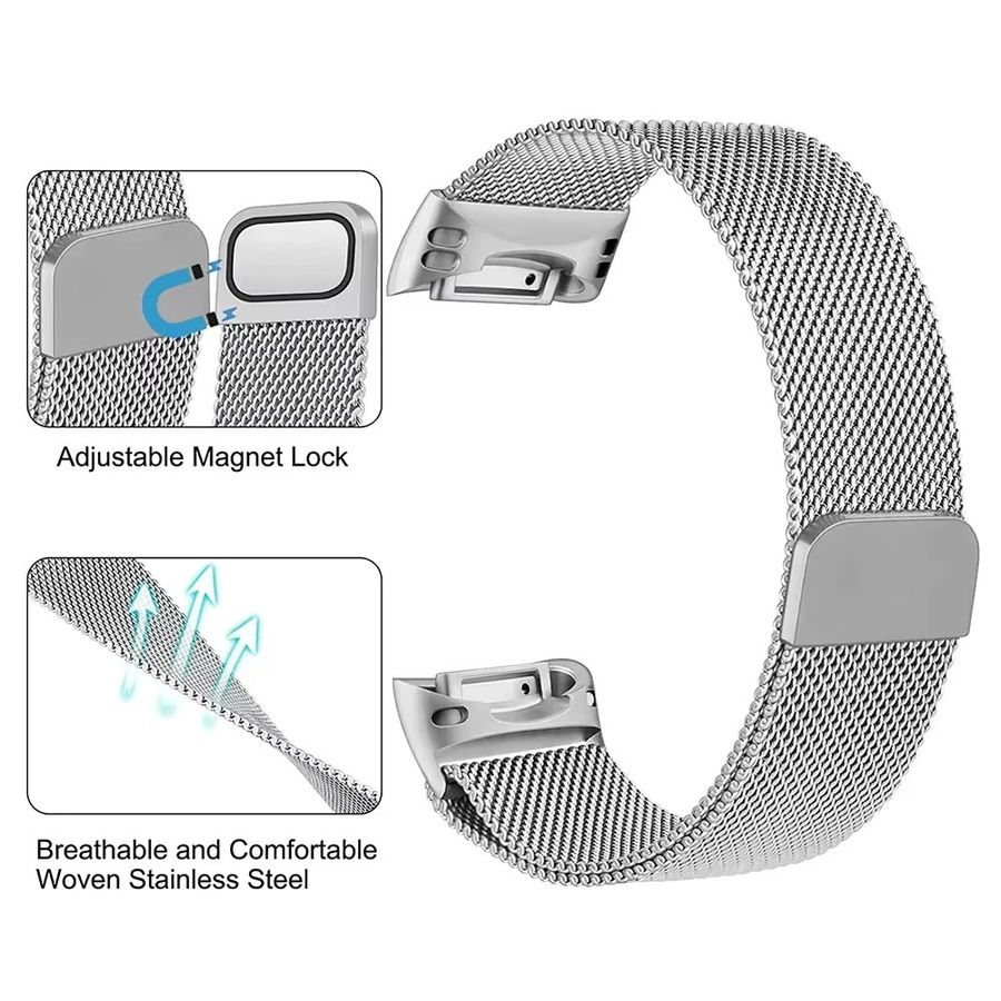FancyWrist Uhrenarmband Edelstahl, Milanaise, Silber, Fitbit Charge 6, Fitbit Charge 5 - Bild 1