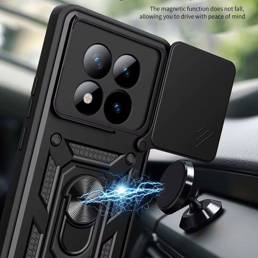 Stoßfeste Panzerhülle mit Autohalterung und Kameraobjektivschutz für Redmi Note 15 Pro sowie Redmi Note 15 4G 5G in Schwarz von CYYWN - Bild 5