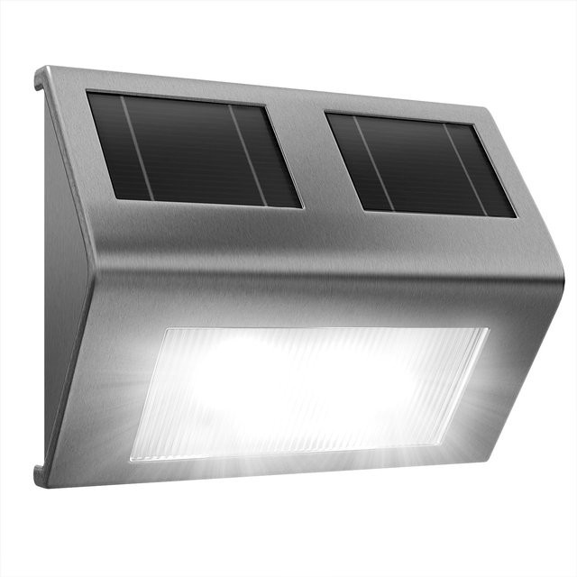 Monzana LED Solar Wandleuchte aus Edelstahl in Silber mit Dämmerungssensor und IP65 Schutz für Garten und Außenbereich - Bild 1