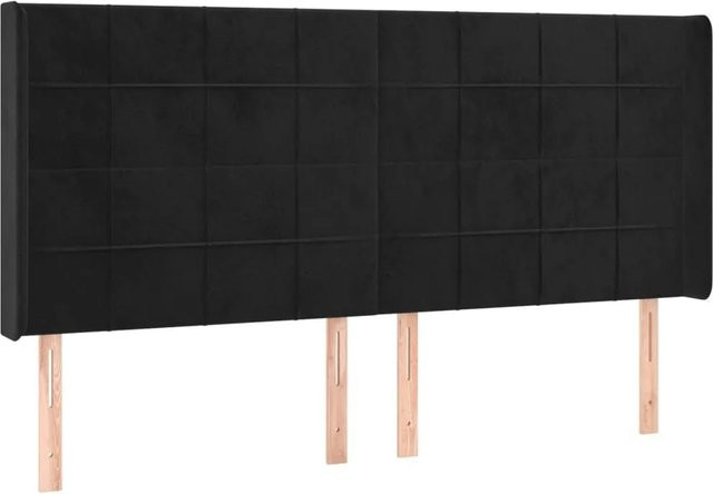 vidaXL Kopfteil mit Ohren in Schwarz aus Samt, B/H/T: 203 x 118 x 16 cm - Bild 1