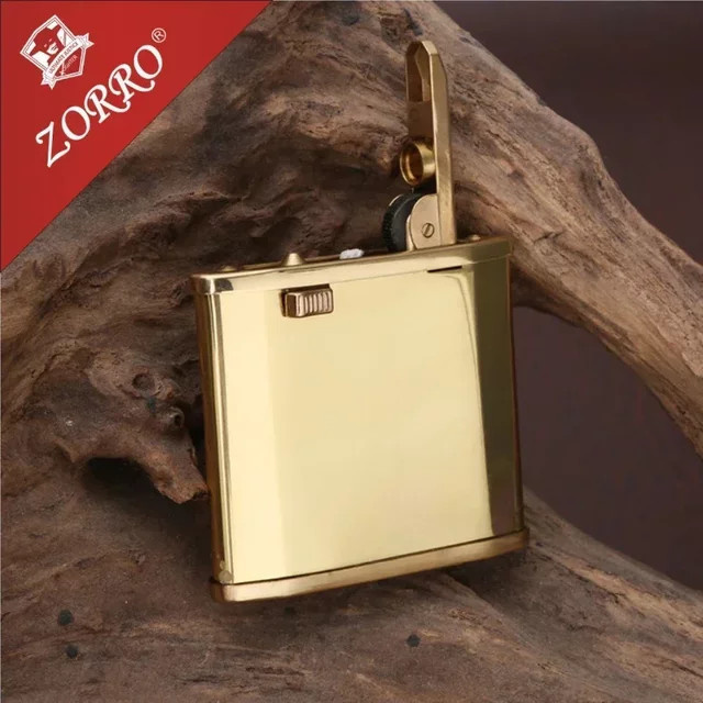Zorro Original Retro Kupfer-Kerosin-Feuerzeug in Gold mit Ein-Klick-Betrieb - Bild 1