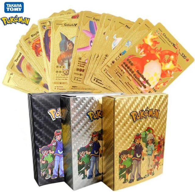TAKARA TOMY Pokémon Kartenbox, Metall, Gold, Schwarz, Bunt - Bild 1