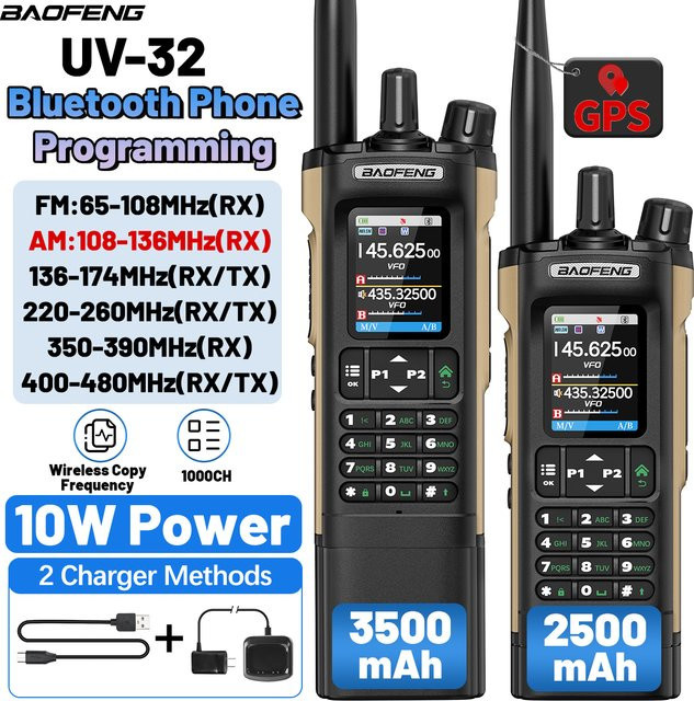 Baofeng UV-32 GPS Walkie Talkie mit Bluetooth und 1000 Kanälen in Schwarz - Bild 1