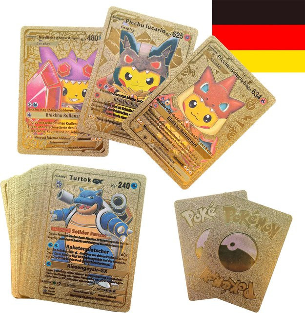 Potdemiel Pokémon Goldene Plastikkarten, 55-teiliges Set, Deutsch - Bild 1
