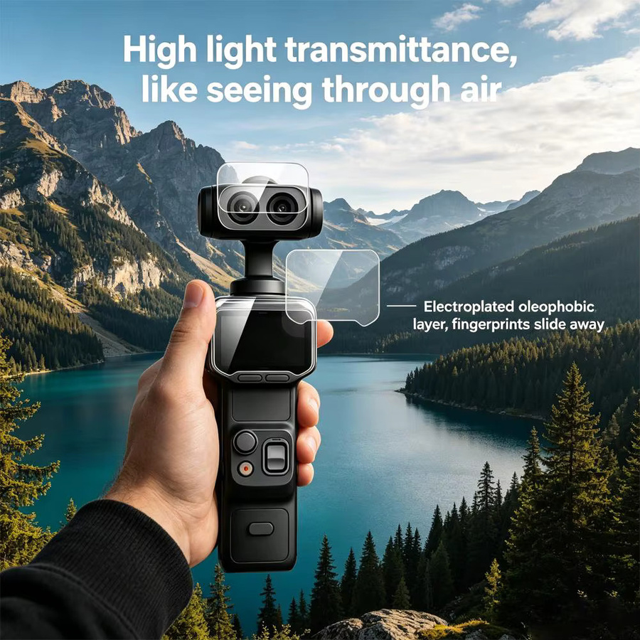 Insta360 Luna Ultra Schutzfolie aus gehärtetem Glas für Bildschirm und Kameraobjektiv, transparent - Bild 3