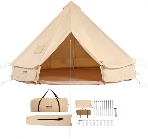 VEVOR Canvas Glockenzelt 3 m für 4 Personen, 4-Jahreszeiten Campingzelt mit Herdanschluss - Bild 1