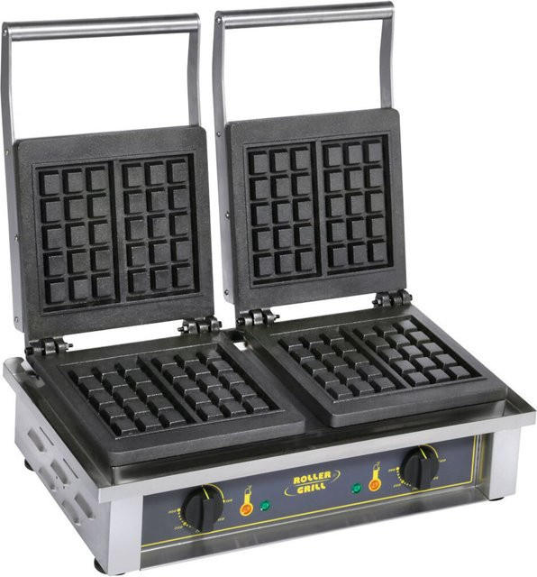 Roller Grill Doppel-Waffeleisen für Brüsseler Waffeln in Silber, 2x 1,6 kW, B/T/H: 55 x 44 x 23 cm - Bild 1