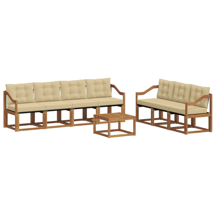 vidaXL Gartenmöbel Set 8-teilig aus Akazienholz mit Textilene und Kissen in Natur und Beige - Bild 2