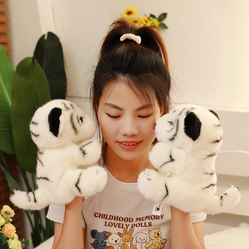 Süßer Mu Cheng Tiger Handpuppe Plüsch Weiß Gelb - Bild 2