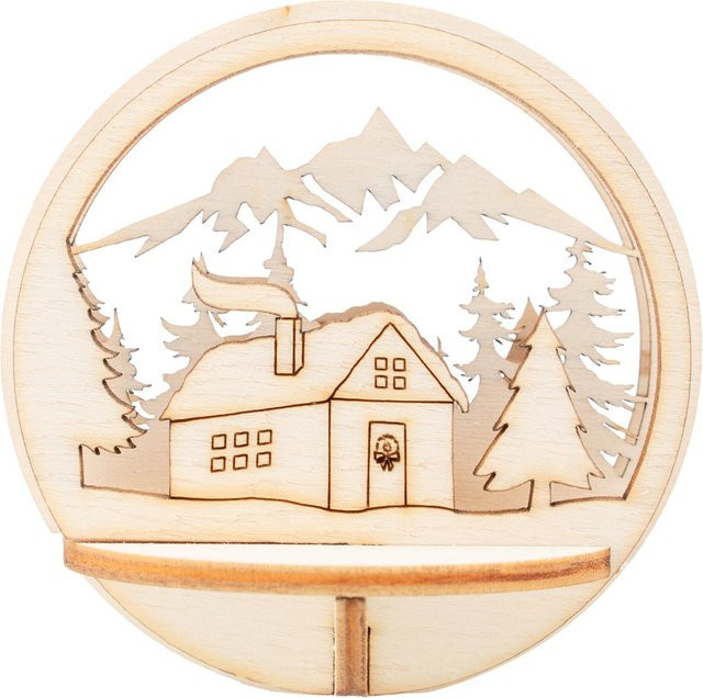 VBS Holz-Steckmotiv Haus in Beige für Acrylkugeln zur Weihnachtsdekoration - Bild 1