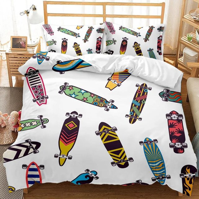 Skateboard Bettwäsche Set Your Warm Home für Teenager aus Polyester, Farbe: Weiß, B/H: 140 x 210 cm, inklusive 2 Teile - Bild 1