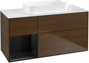 V&B Waschtischunterschrank Finion in Blau und Walnuss-Veneer, Breite: 120 cm, Tiefe: 60 cm - Bild 1