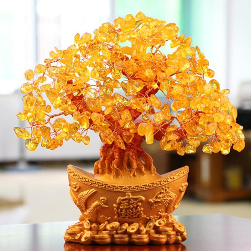 Goldener Glücksgeldbaum mit Schmetterlingen als Tischdekoration für dein Heim oder Büro - Bild 4