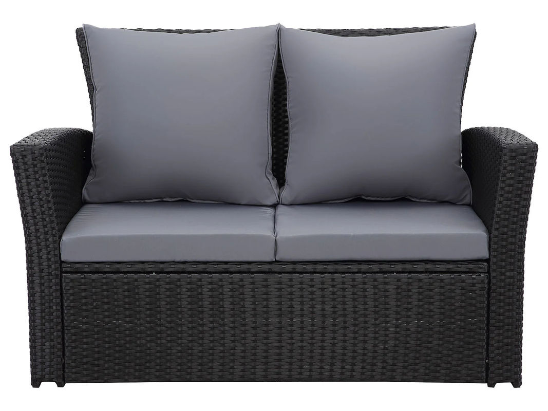 MeXo 4-teiliges Gartenmöbel Lounge Set aus Polyrattan mit Polstern in Schwarz und Grau - Bild 4