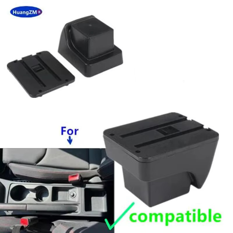 HuangZM Multifunktionale Armlehnen-Aufbewahrungsbox für SEAT ARONA mit USB-C-Ladefunktion in Schwarz - Bild 2