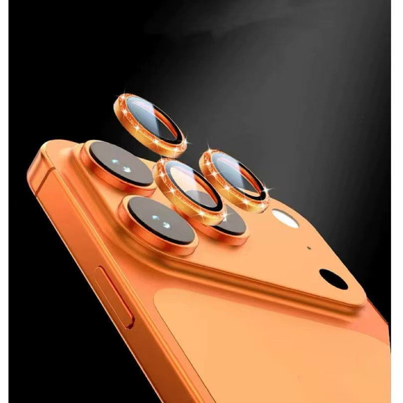 2 bis 3 Stück Orange Glitter Kamera Objektiv Schutz Abdeckung für iPhone 16 17 Pro Max Plus - Bild 2