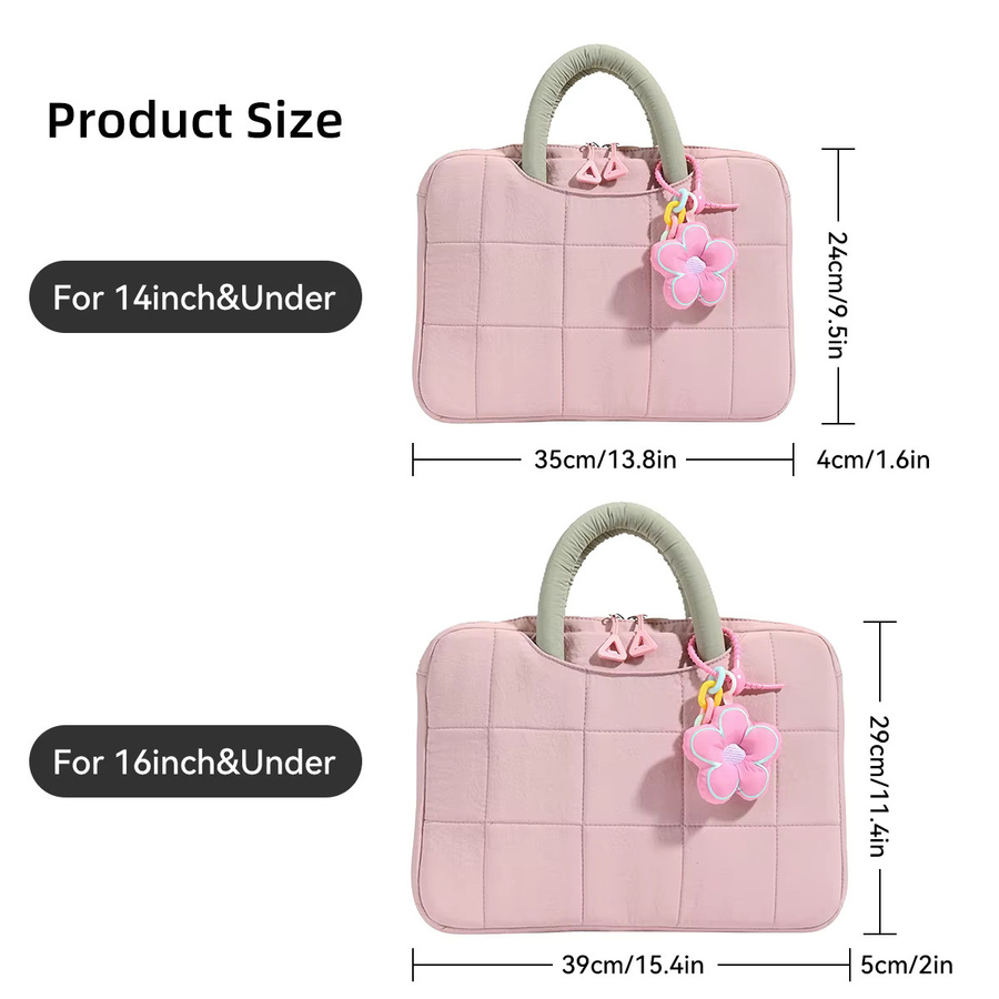 DANYCASE Laptop-Hülle für 14 und 16 Zoll in Pink, leichte Notebook-Tasche und Tragbare Aktentasche für Pendler - Bild 2