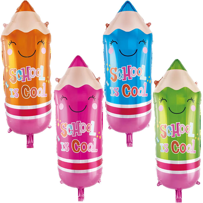 4 oder 8 Stück Bleistift Folienballons für Schulanfang Dekoration, Mehrfarbig, Höhe: 73 cm - Bild 2